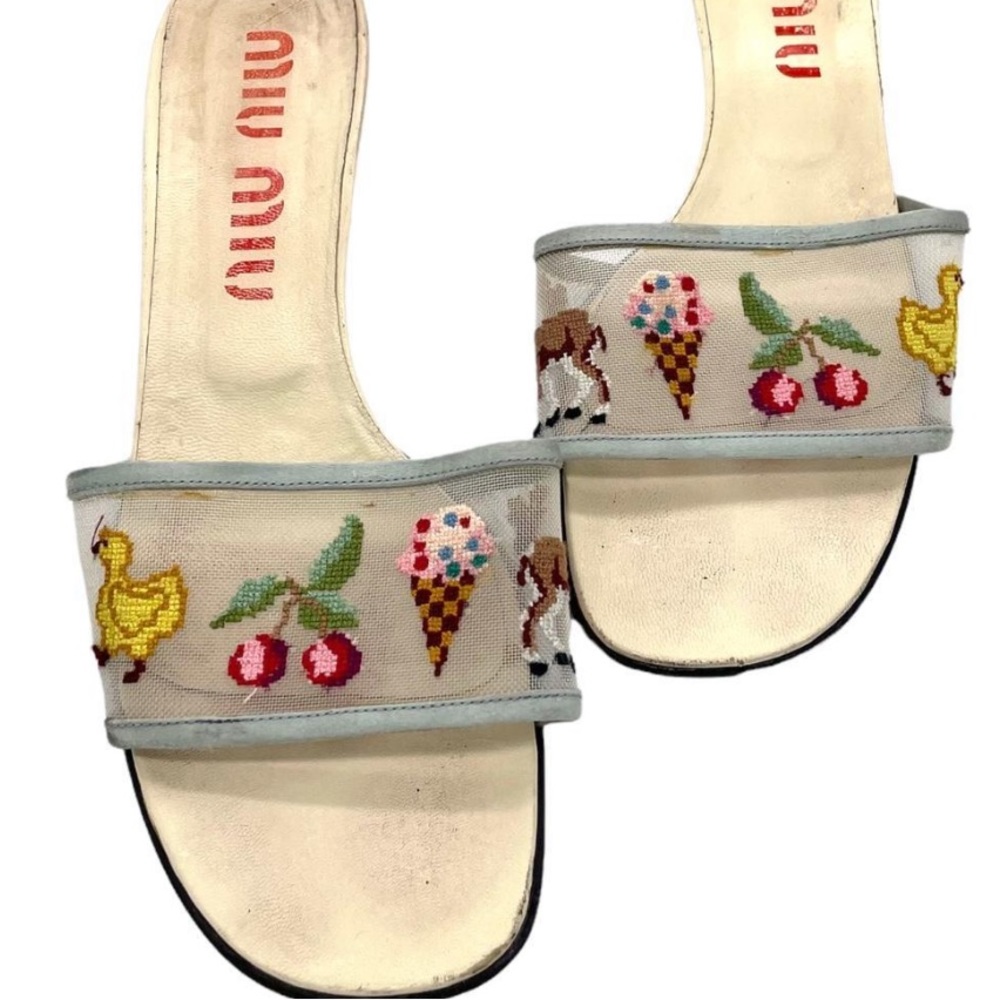 MAJOR ISO Miu Miu Embroidered Mules 1998